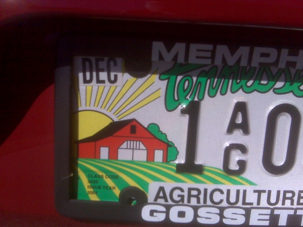 Tennessee agriculture license plate