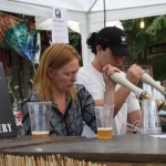 serving beer at a music festival