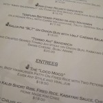 menu at Alan Wong's The Pineapple Room in Honolulu