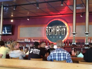 the bar at Schlafly brewery