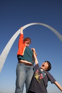 hanging from the Arch in St Louis
