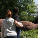 mom & son enjoying the St Louis Zoo