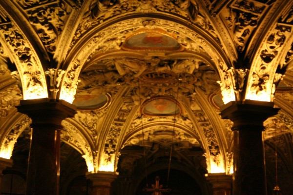 sculptured columns in Milan's cathedral