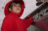 Child on a fire engine