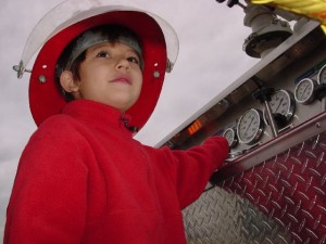Child on a fire engine