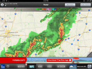 weather map of the Midwest in storms