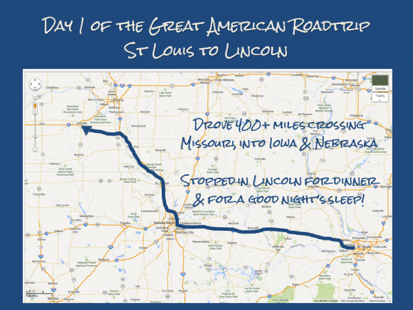 Great American Roadtrip Day 1 map