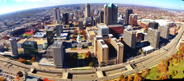 St Louis skyline panorama from the Arch