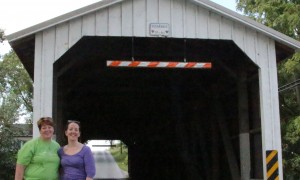 sis & I on a covered bridge in Lancaster County, PA