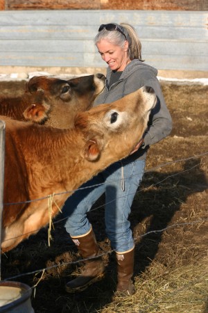 Angie Barton with one of her cows