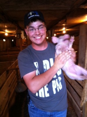 Sam Ebenkamp on his family pig farm