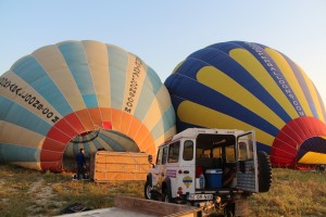 filling the hot air balloon