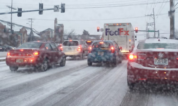 traffic in a major snowstorm